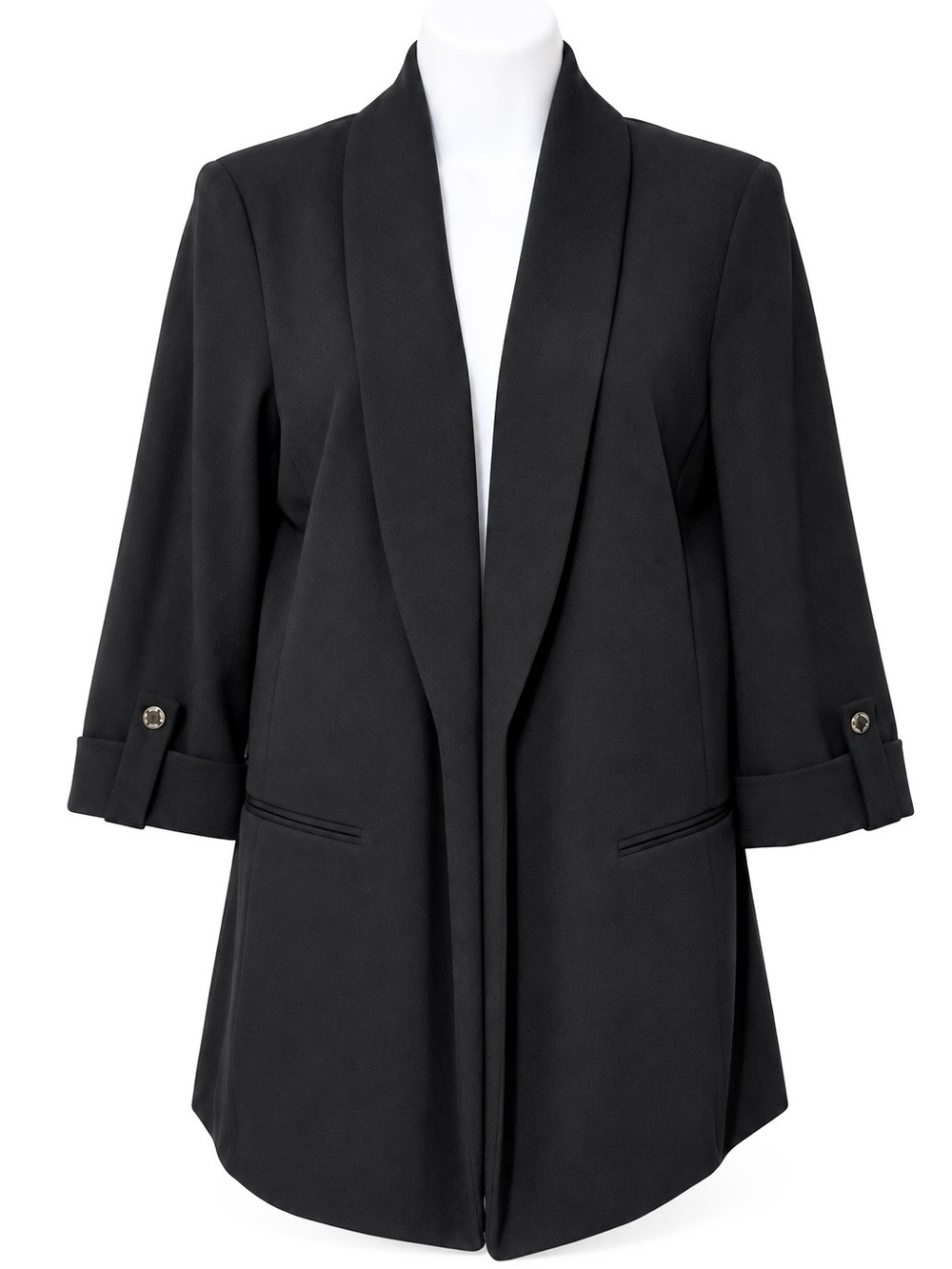 Anne Klein Women’s Black Open-Front Shoulder Padded Blazer Size M